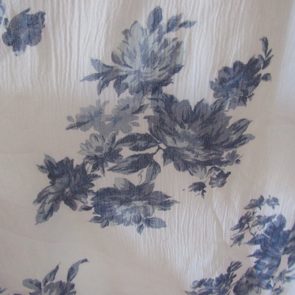 American Eagle Outfitters White Blue Floral Mini Dress XL Smocked Peasant Boho - Picture 9 of 11